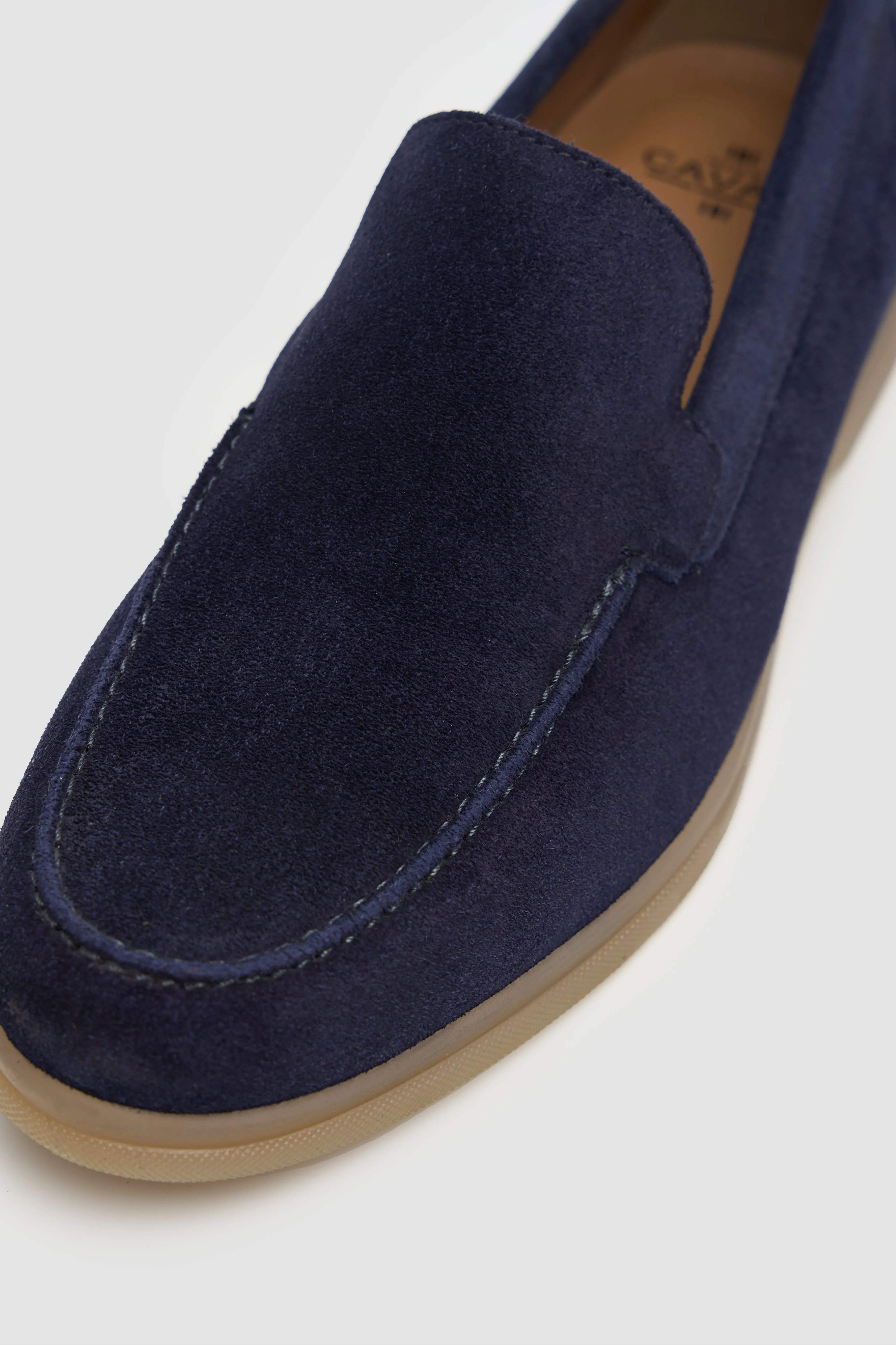 Men’s Suede Leather Moccasin Slip On Loafer Shoes - Breezy - Navy