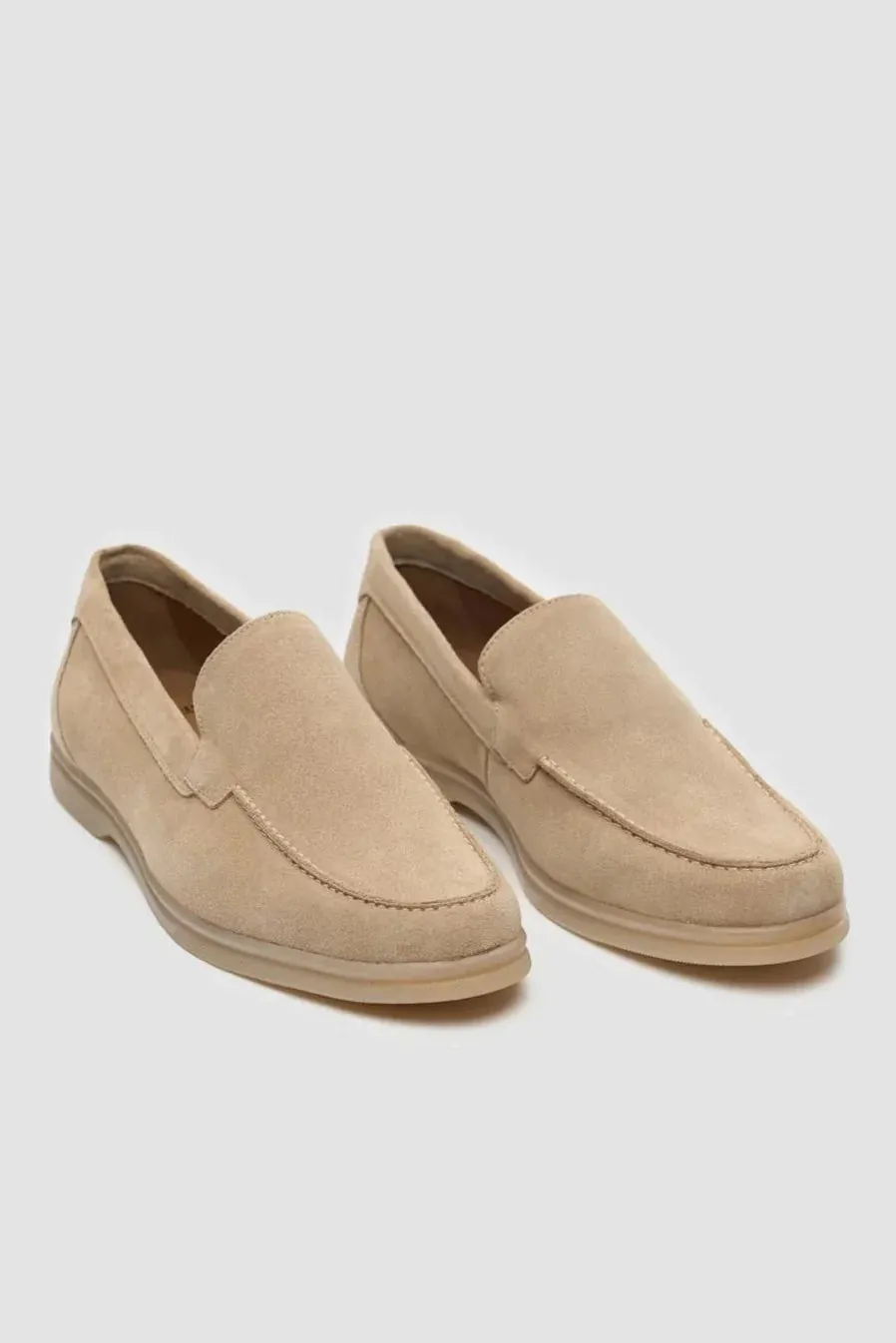 Men’s Suede Leather Moccasin Slip On Loafer Shoes - Breezy - Sand Beige