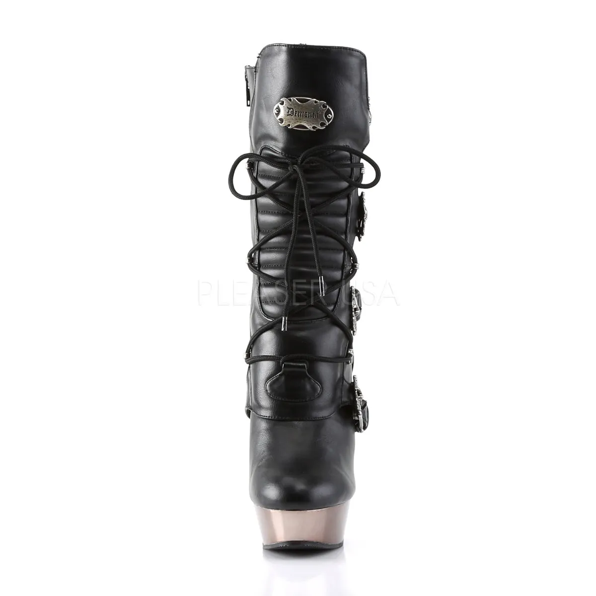 MUERTO-1026  Black Vegan Leather/Pewter Chrome
