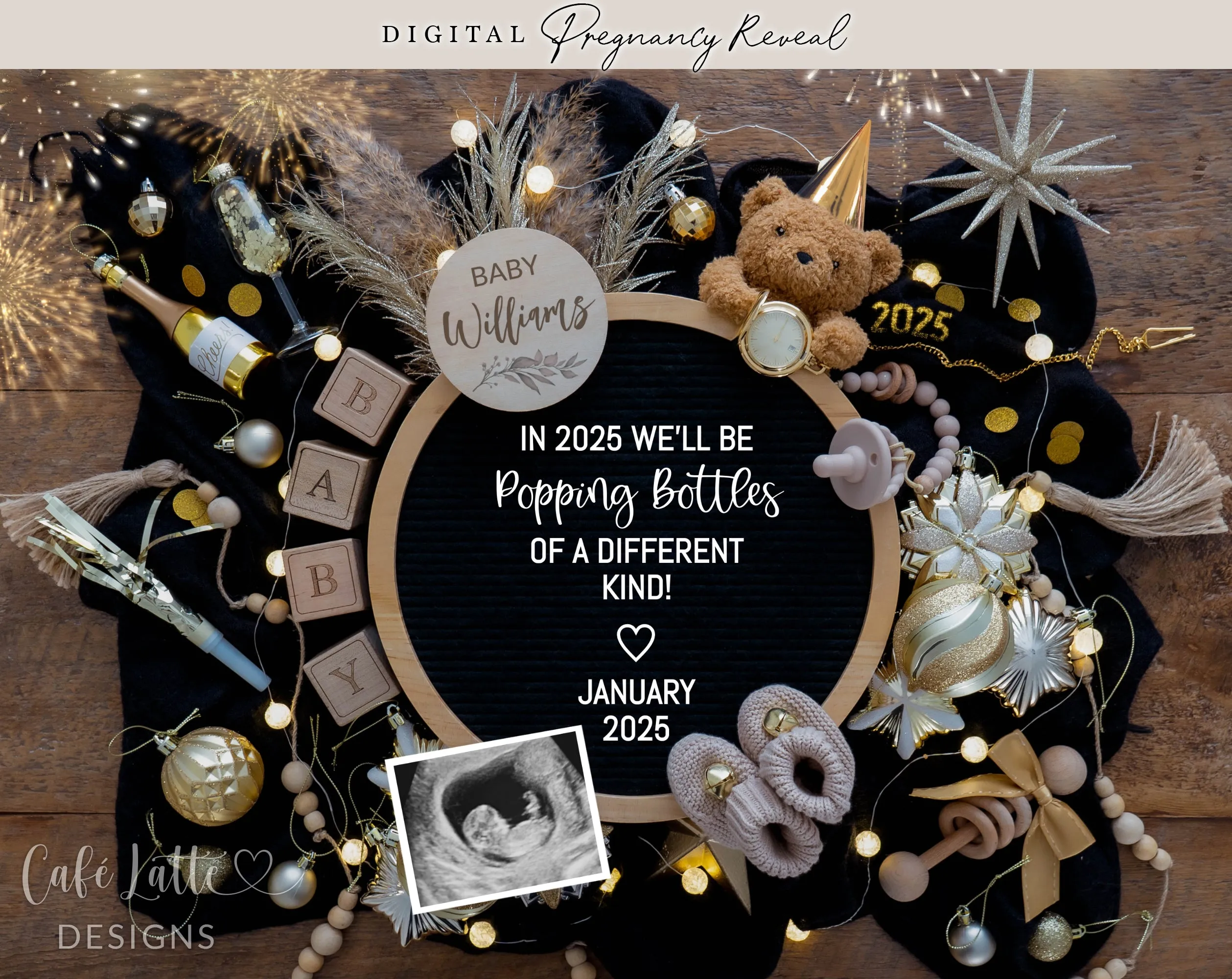 New Years Digital Baby Announcement - Little Bear