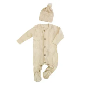 Organic Babys Clothes | Knitted Romper & Hat Set