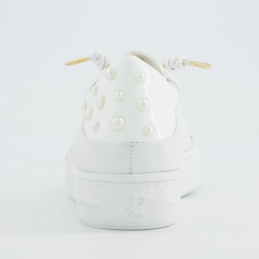 Paul Green Super Soft Leather Trainers 5476 White With Pearls