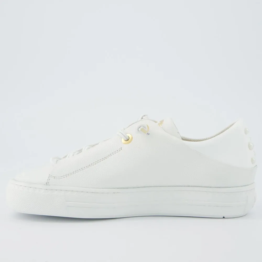 Paul Green Super Soft Leather Trainers 5476 White With Pearls