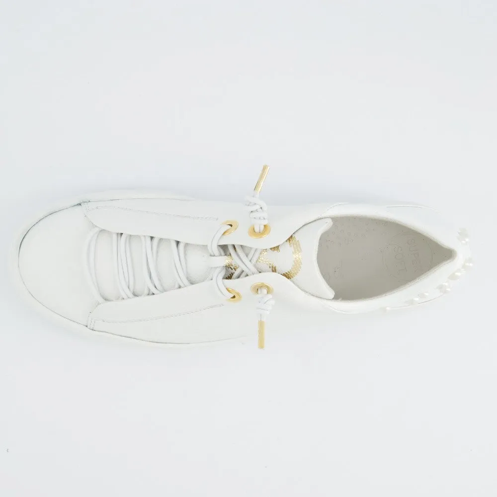 Paul Green Super Soft Leather Trainers 5476 White With Pearls