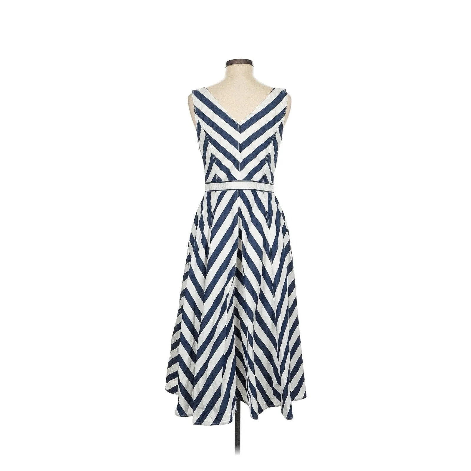Polo Ralph Lauren Romy Dress Women's Blue White Striped Nautical Midi 8