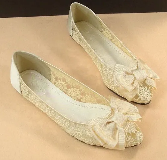 Romantic Bow Wedding Flats SOLD OUT
