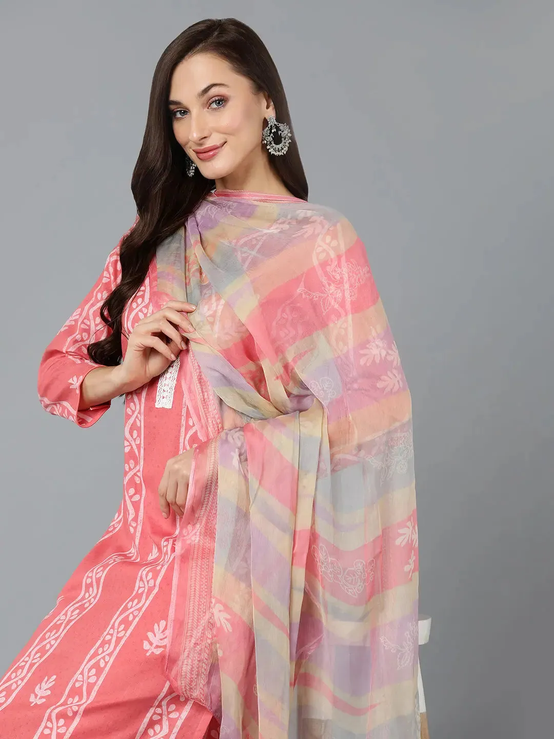 Silk Blend Blush Pink Straight Kurta Pant-VKSKD1838A
