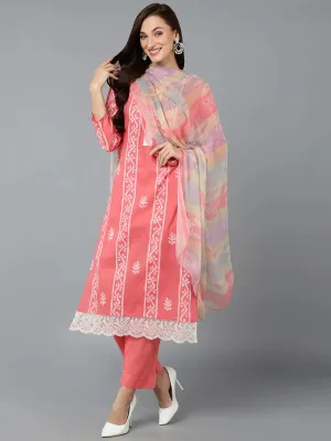Silk Blend Blush Pink Straight Kurta Pant-VKSKD1838A