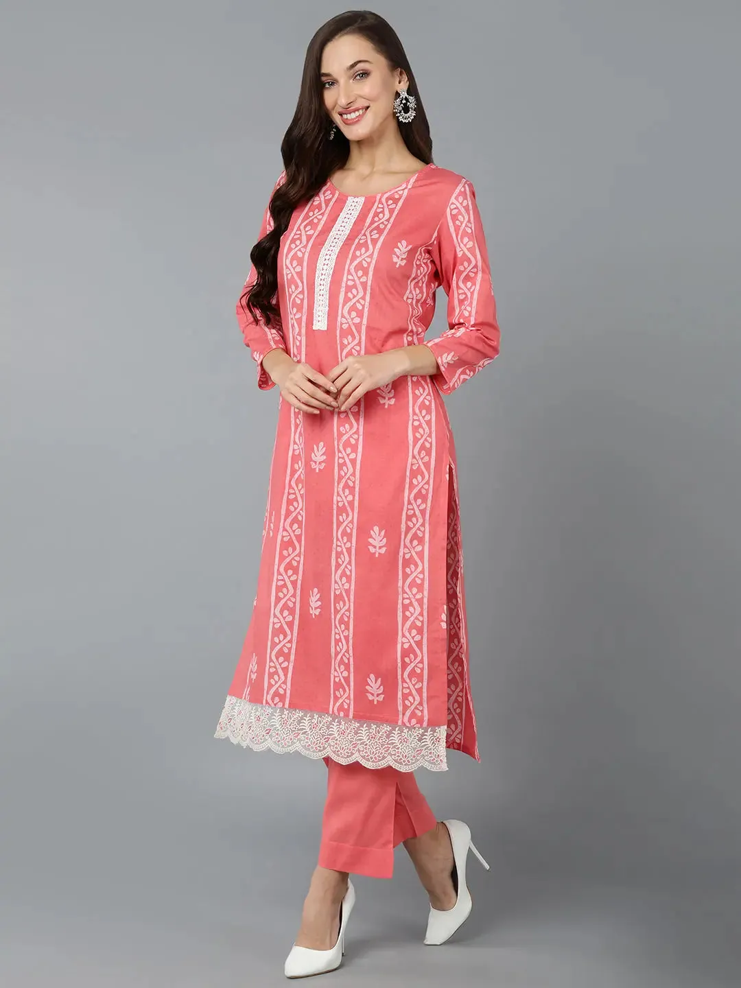 Silk Blend Blush Pink Straight Kurta Pant-VKSKD1838A