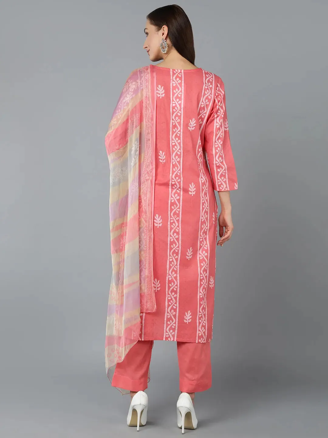 Silk Blend Blush Pink Straight Kurta Pant-VKSKD1838A