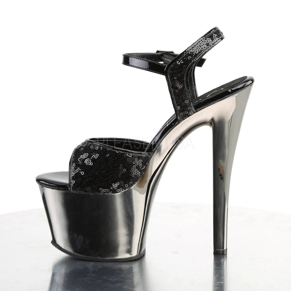 SKY-310SQ  Black Sequins/Pewter Chrome