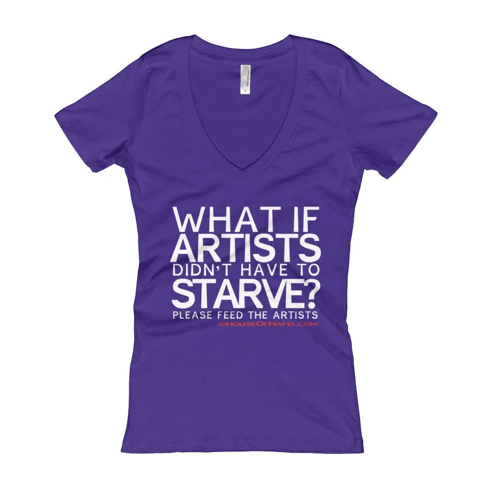 Starving Artist What Fitted V-Neck T-Shirt