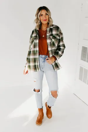 The Charlee Plaid Shacket - Forest