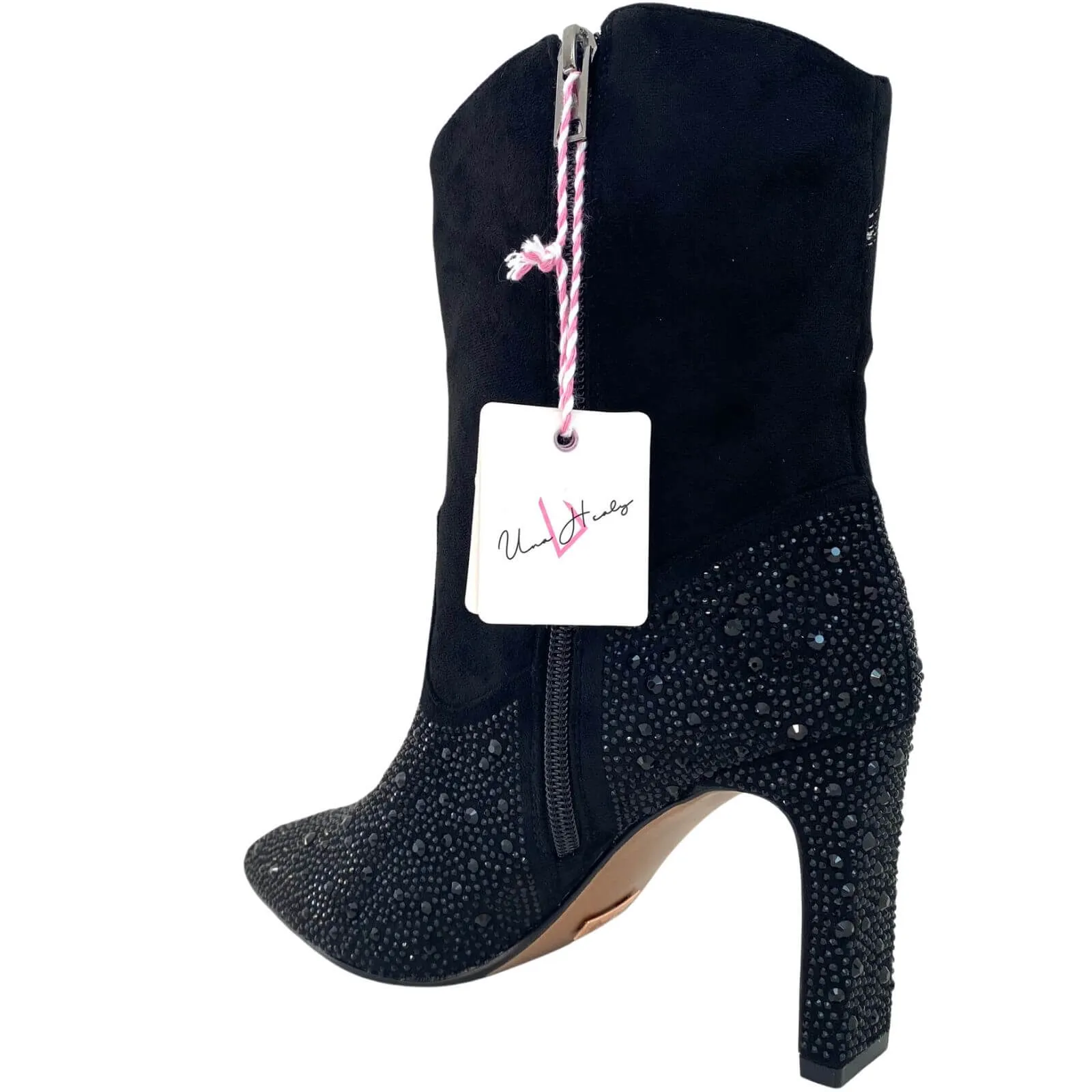Una Healy Sparkly Rhinestone Dressy Western Boots - Black