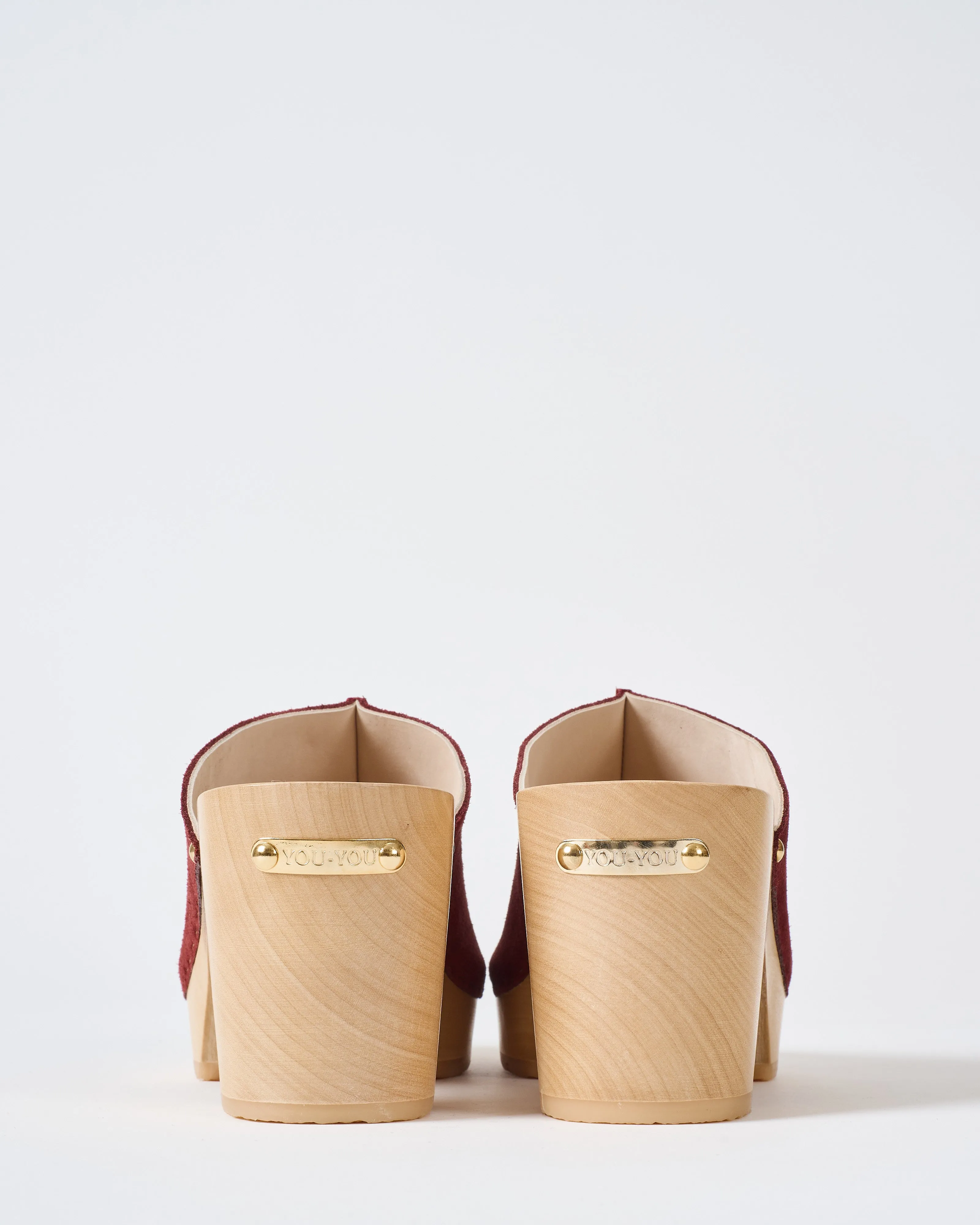velvet leather clog