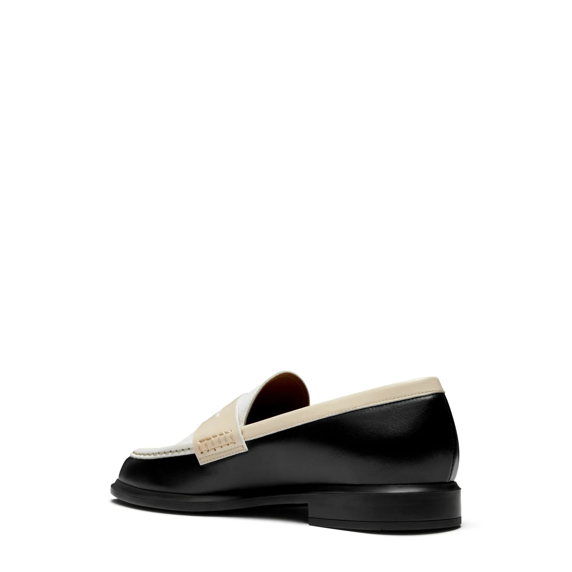 Vendôme Blandine black and white calfskin leather loafers with cream details