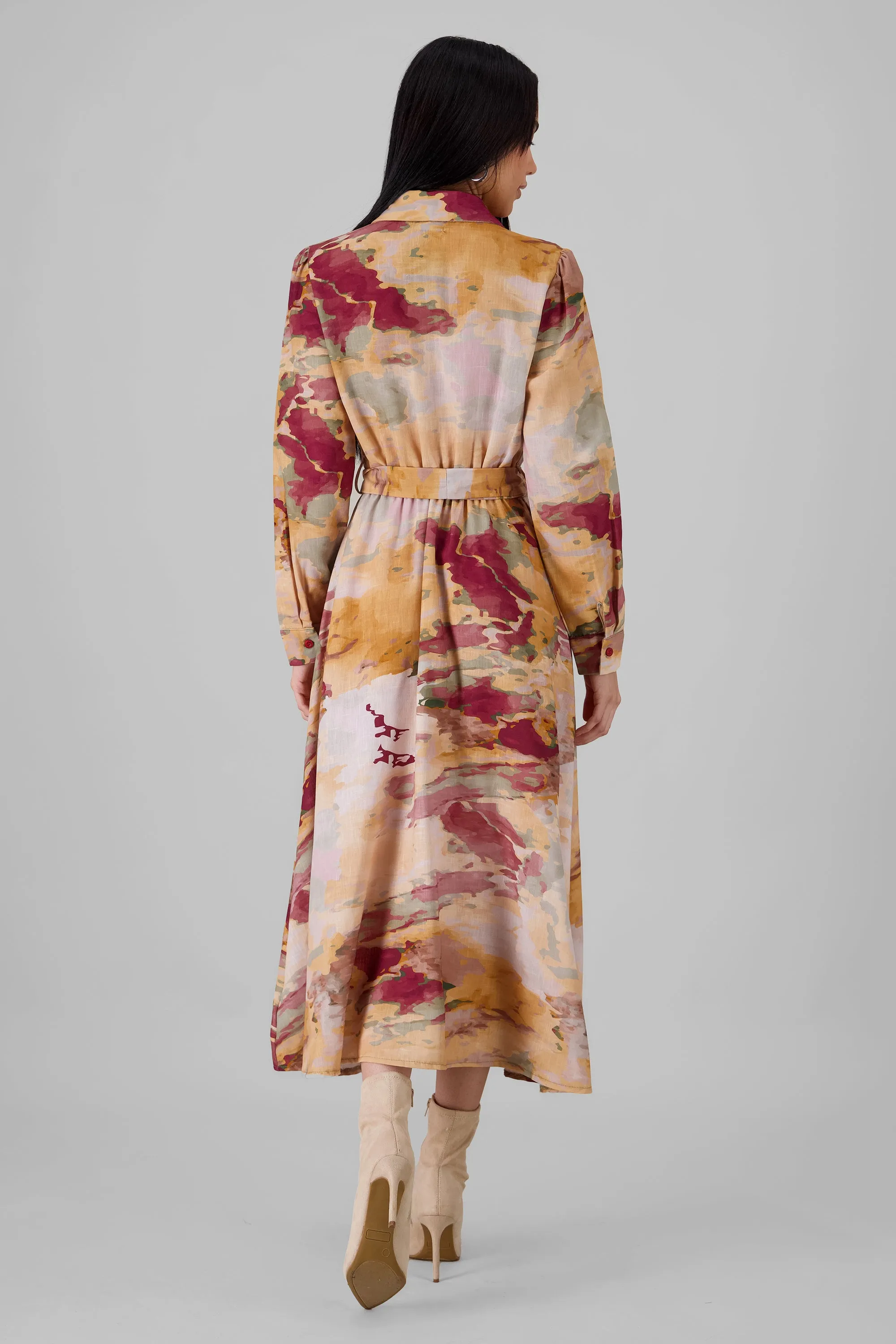 Vestido maxi mangas 3/4 estampado aura Hypsters