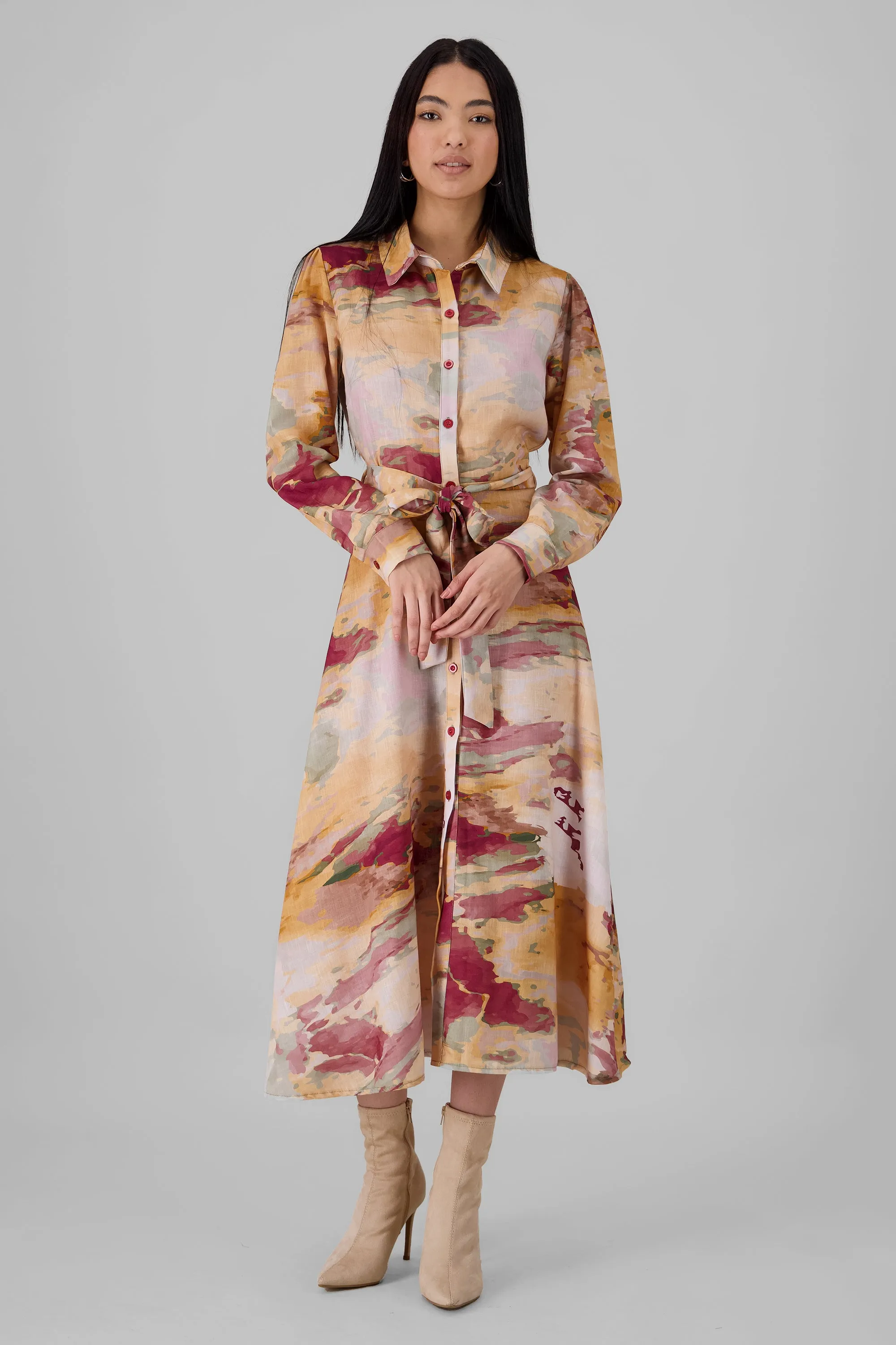 Vestido maxi mangas 3/4 estampado aura Hypsters