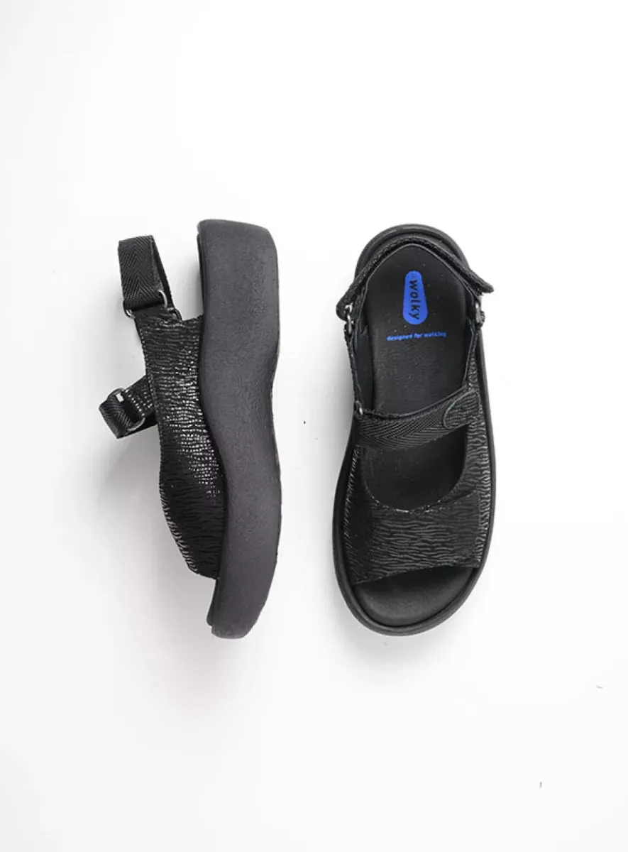 WOLKY JEWEL BLACK CANALS LEATHER SANDAL