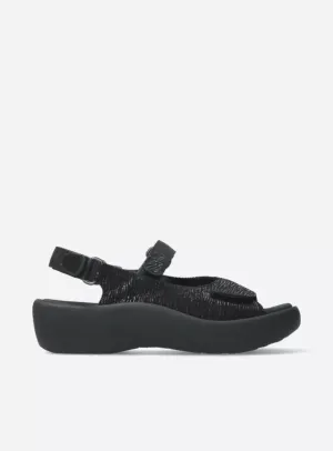 WOLKY JEWEL BLACK CANALS LEATHER SANDAL