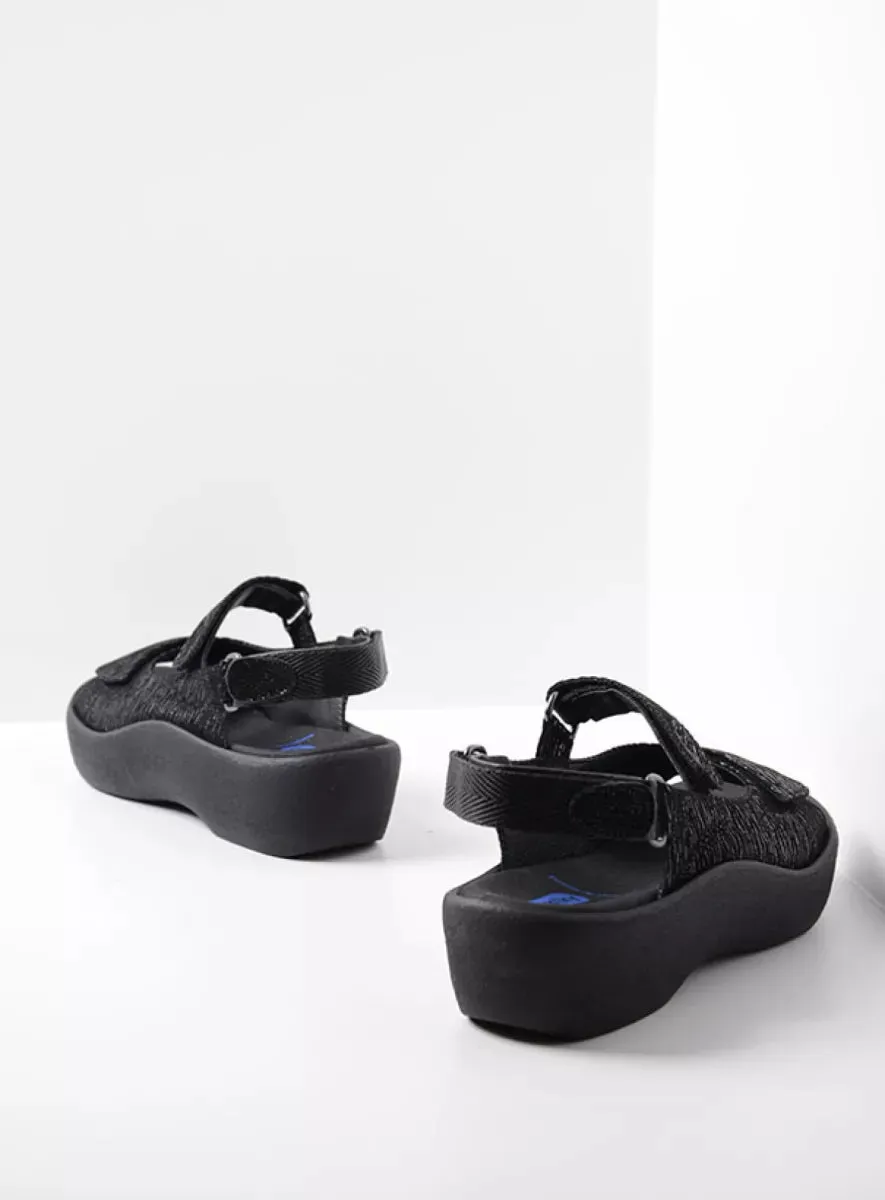 WOLKY JEWEL BLACK CANALS LEATHER SANDAL