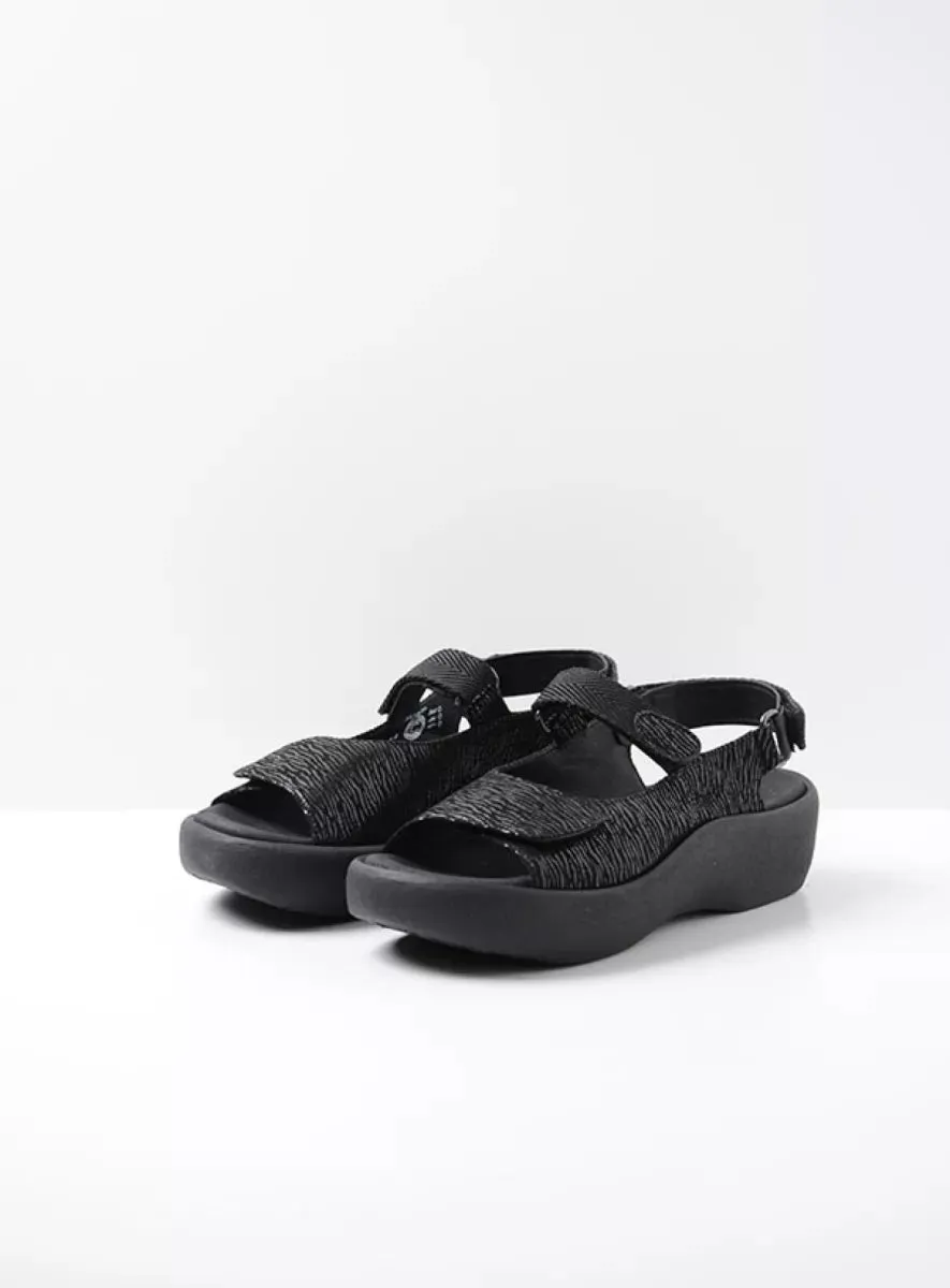 WOLKY JEWEL BLACK CANALS LEATHER SANDAL