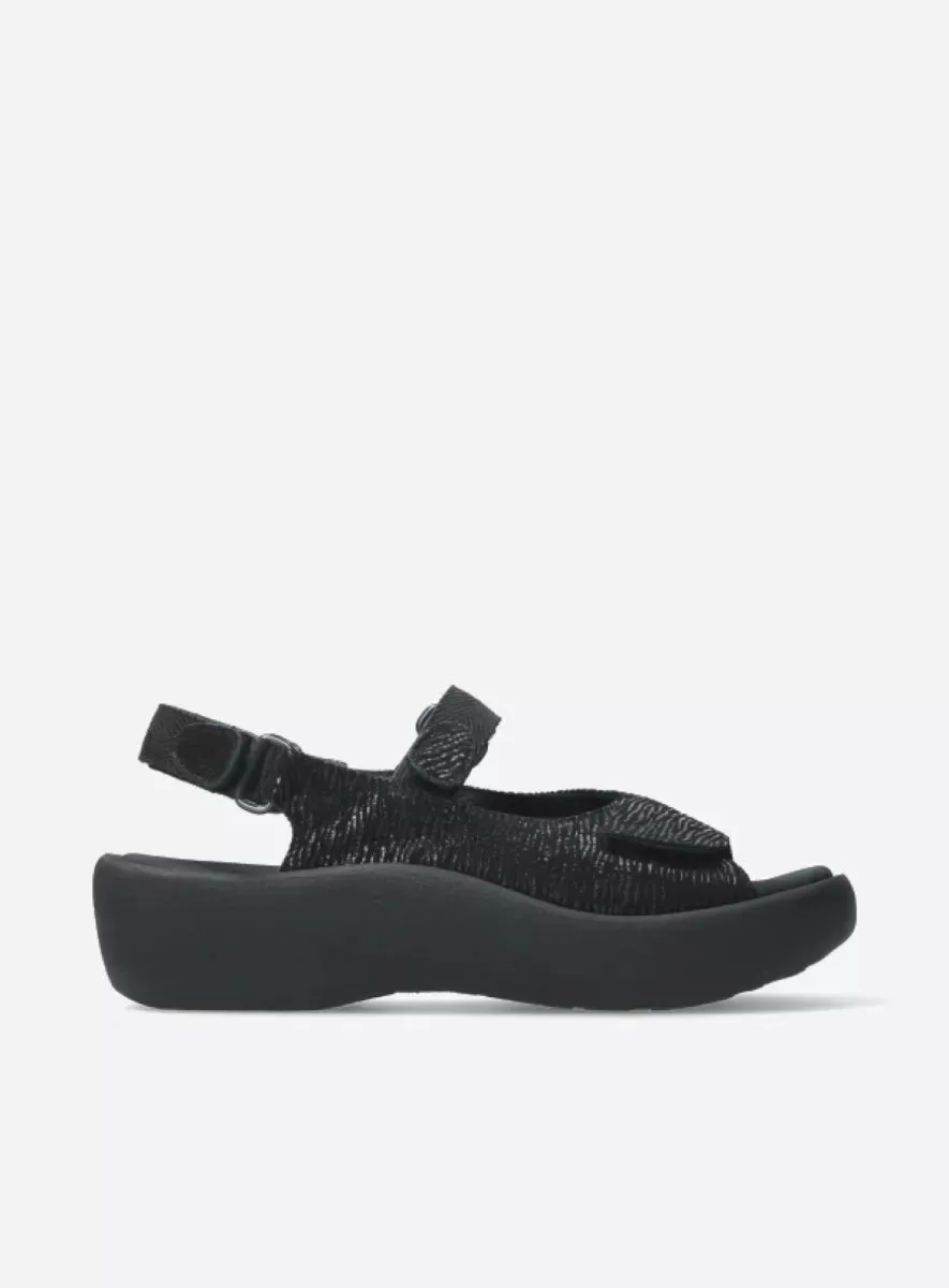 WOLKY JEWEL BLACK CANALS LEATHER SANDAL