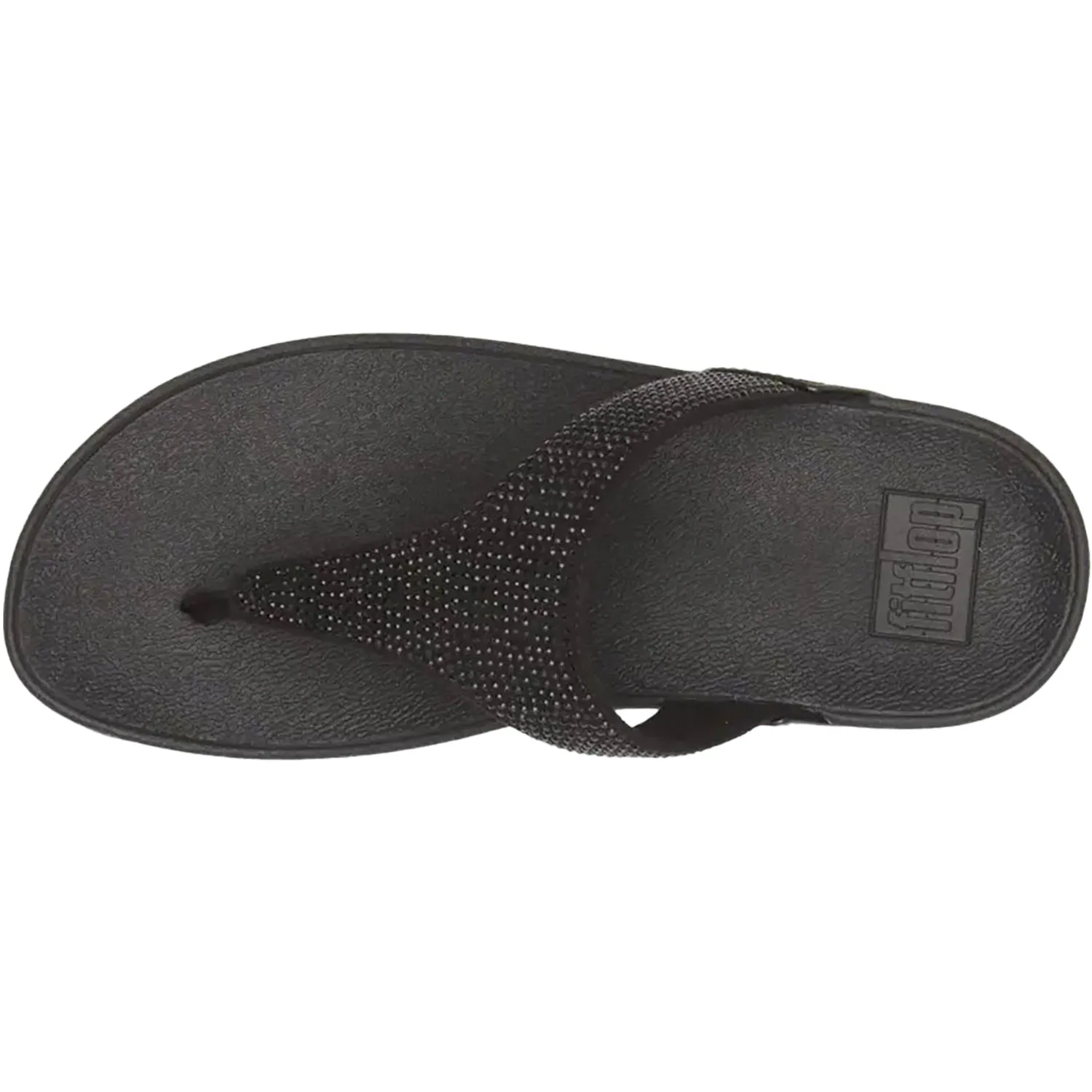 Women's Fit Flop Lulu Crystal Embellished Toe Post All Black Synthetic