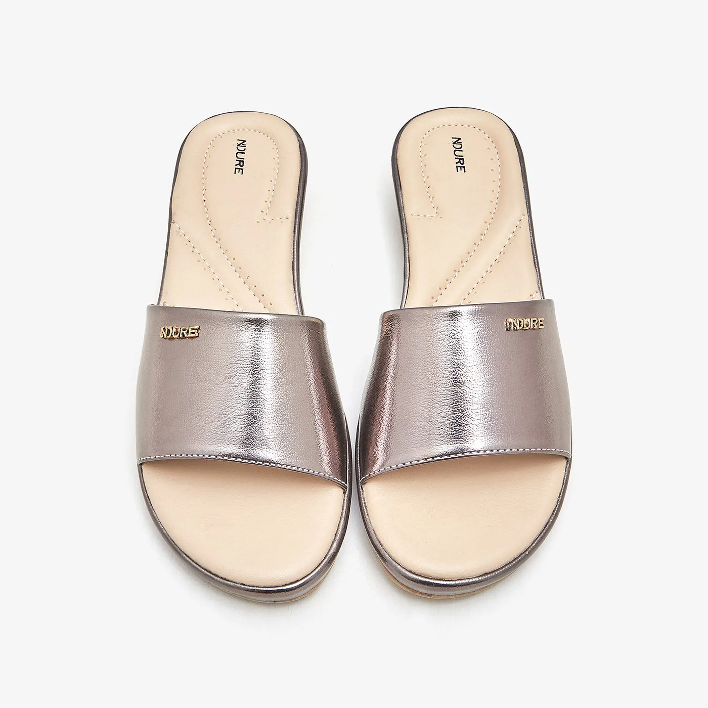 Women's Metallic Slides